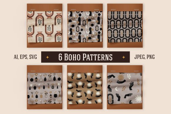 6 Boho Seamless Patterns Graphics for Real Crafts