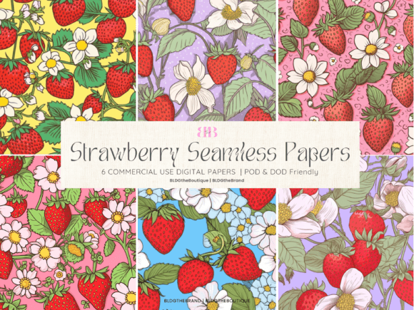 6 Retro Strawberry Seamless Patterns: Essential Graphics for Local Branding