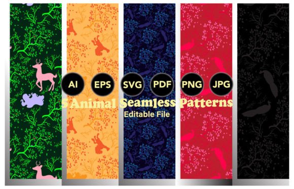 Animal Seamless Patterns: Digital Papers for Graphics & Crafts