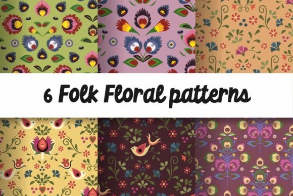 Folk Floral Svg Patterns Digital Papers for Brand Graphics