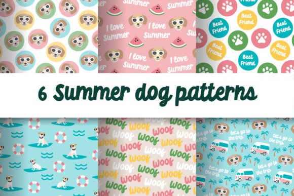 Funny Colourful Summer Dog Patterns Svg Graphics