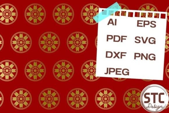Golden Flawers Red BG Seamless Patterns Graphics Review