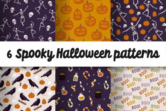 Halloween Patterns Digital Papers for Graphics & Branding