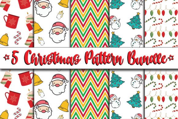 Merry Christmas Digital Papers Patterns for Graphics and Editorial