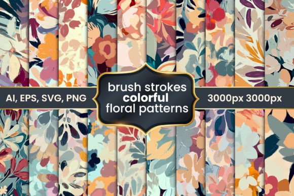 Paint Brush Strokes Floral Patterns Graphics for Handmade Creators