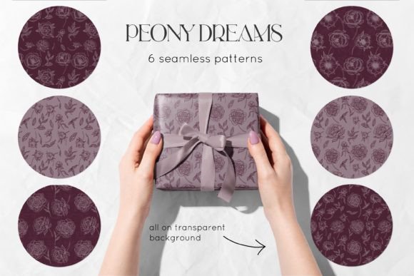 Peonies Line Art SVG Patterns for Graphics and Patterns