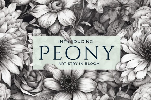 Peony - Seamless Flower Sketch Patterns for Graphics and Editorial