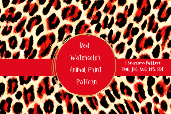 Red Watercolor Animal Print Patterns for Modern Graphics