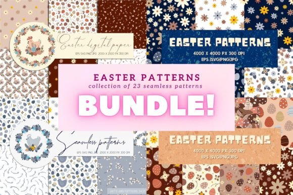 Retro Easter Patterns Bundle: Graphics for Editorial Design