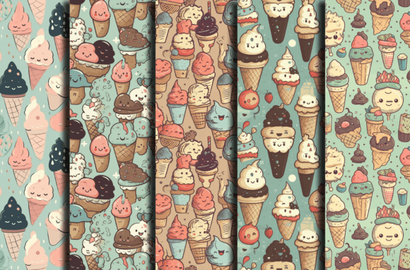 Retro Summer Patterns - Ice Cream Bundle Graphics and Patterns