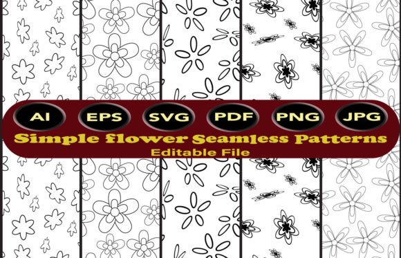 Seamless Simple Flower Patterns for Modern Graphics
