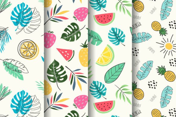 Summer Tropical and Fruits Patterns Graphics Review