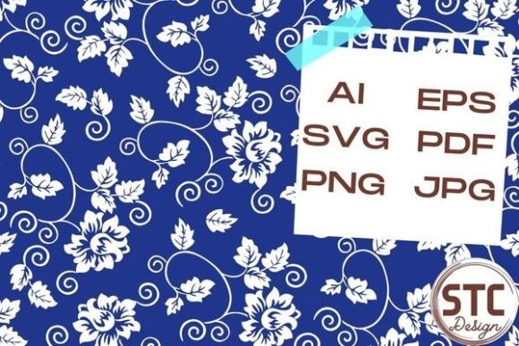 White Flowers Dark Blue BG Patterns Review