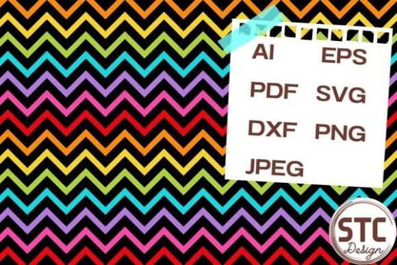 Zigzag Rainbow Black Digital Patterns for Graphics